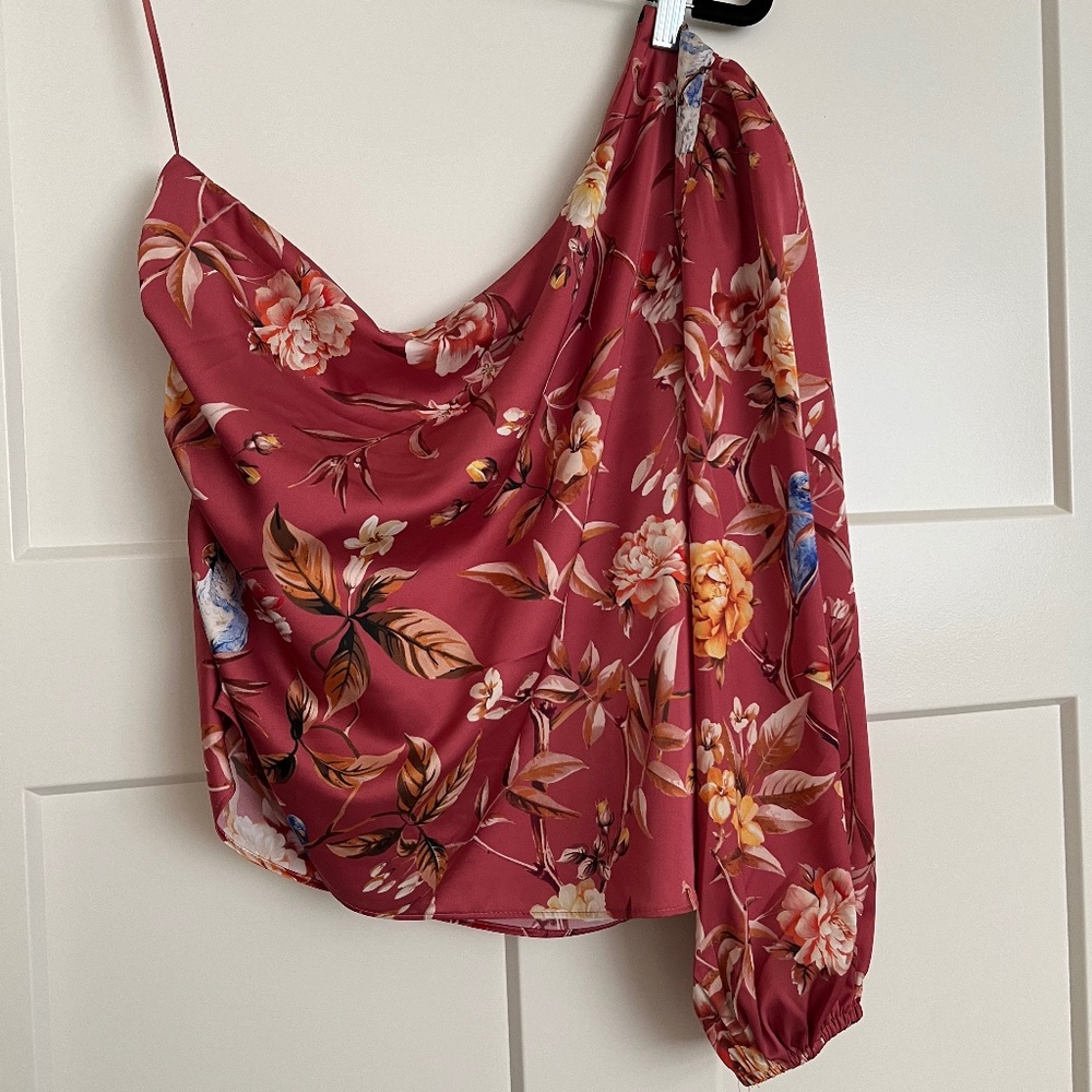 Express One Shoulder Floral Blouse - Size M - NWT